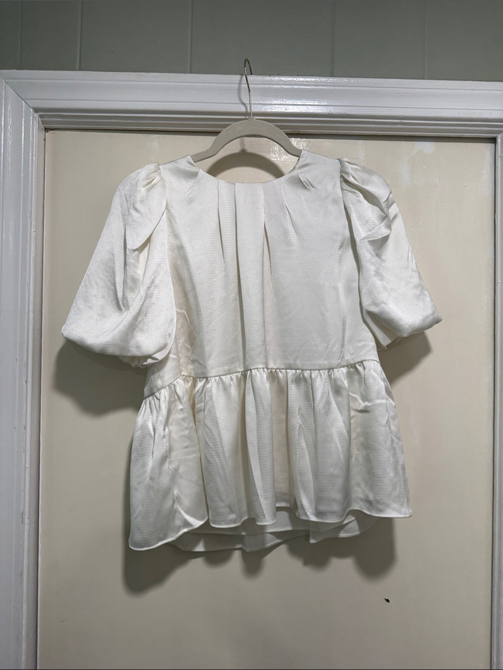 Lilly Pulitzer Ivory Peplum Puff Sleeve Blouse
